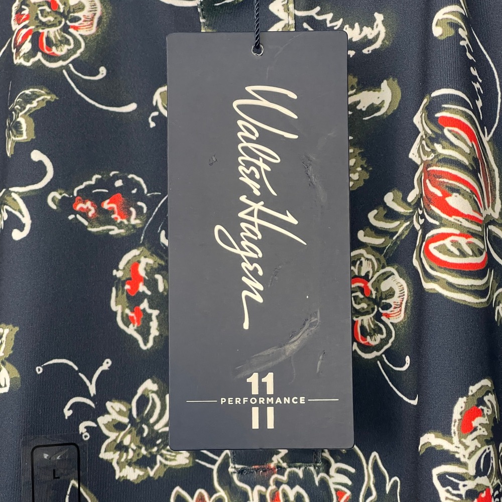 NEW Walter Hagen Performance Golf Polo 11 Novelty Print Floral Leaf Mens XL Blue - Picture 9 of 11